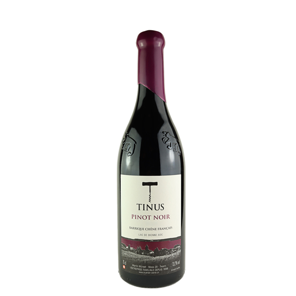 Flasche Pinot Noir aus französischem Eichenfass, Tinus-Etikette