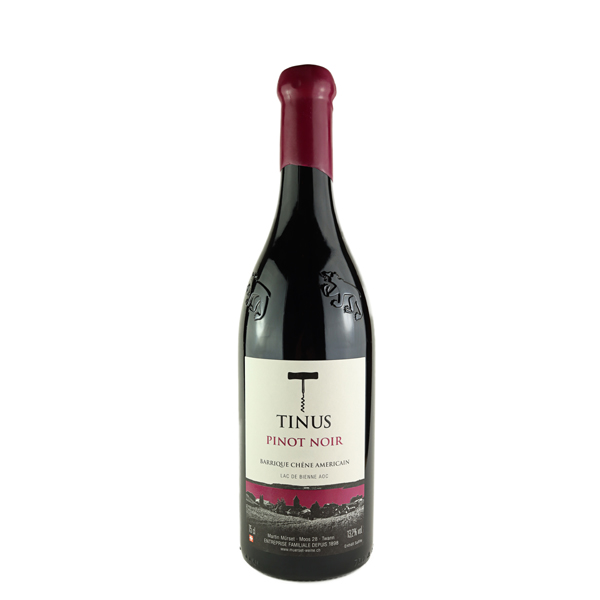 Flasche Pinot Noir aus amerikanischem Eichenfass, Tinus-Etikette